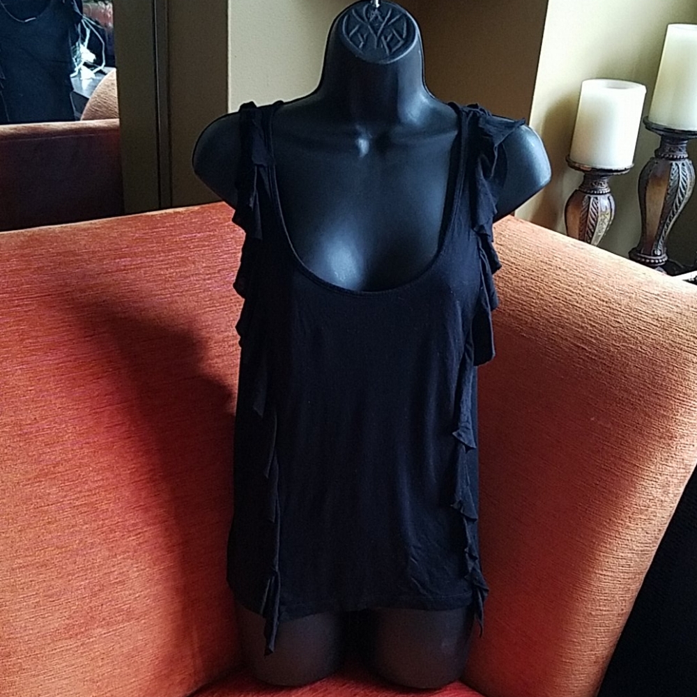 SANDRO Ruffled Black Top - Picture 2 of 4